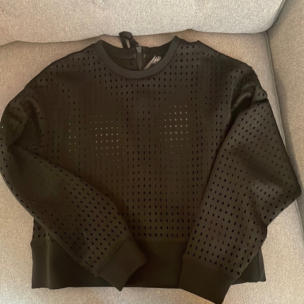 Cynthia Rowley Fitness Laser Cut Back Zip Top